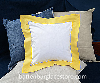 Square Pillow Sham. White with ASPEN GOLD color border 12 in - Click Image to Close